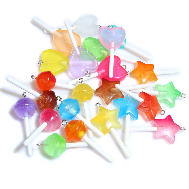 Resin Art Notes - 10pcs Resin Pendants Shiny Round Star