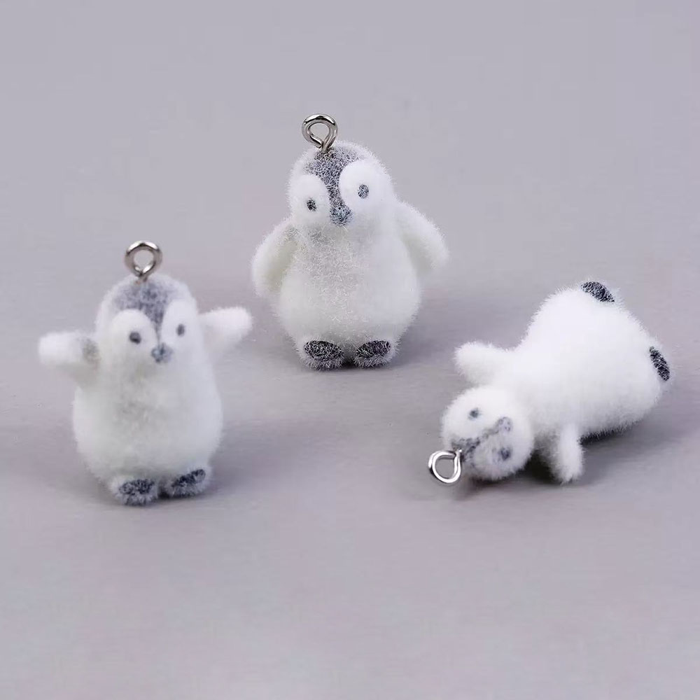 Resin Art Notes - 5pcs Flocking Small Penguin Resin Charms