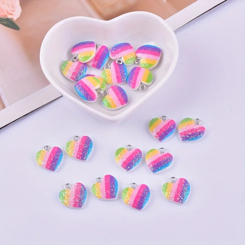 10Pcs Colorful Heart Resin Cha - Resin Art Notes review and price