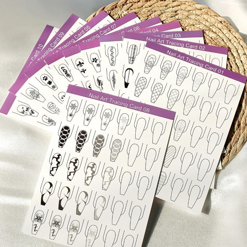 10pcs Nail Art Lines Practice  - Resin Art Guide Free review and price