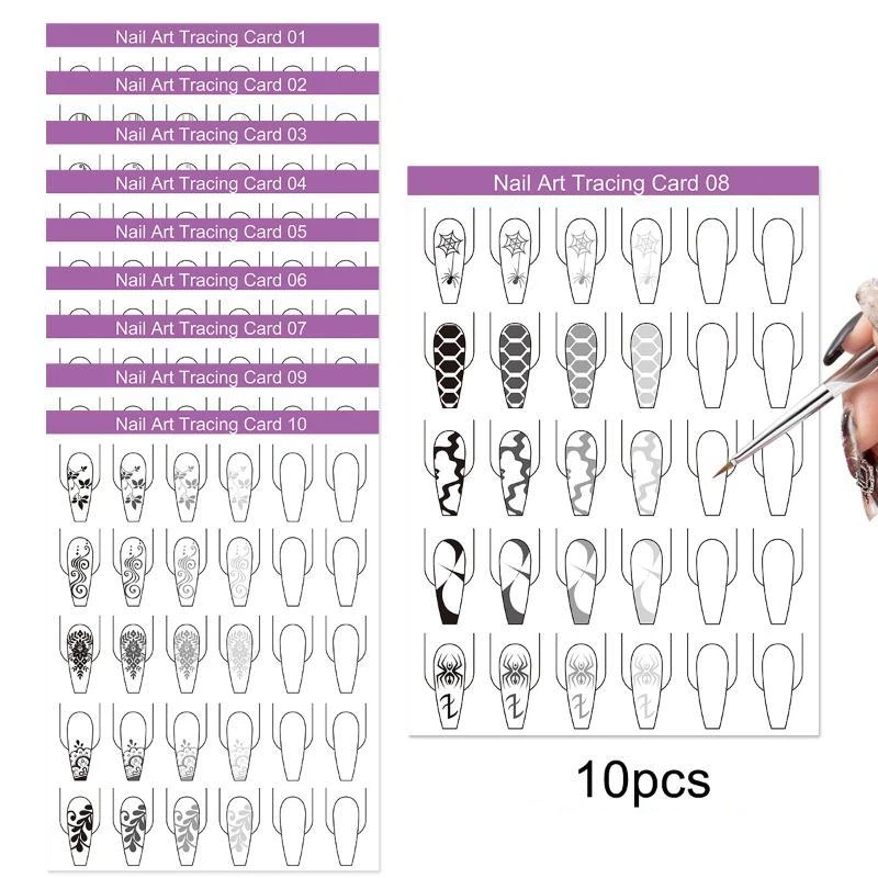 10pcs Nail Art Lines Practice  - Resin Art Guide Free review and price