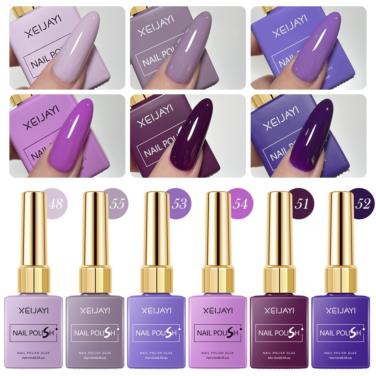 6PCS/SET 15ml Gel Nail Polish  - Resin Art Purple review and price