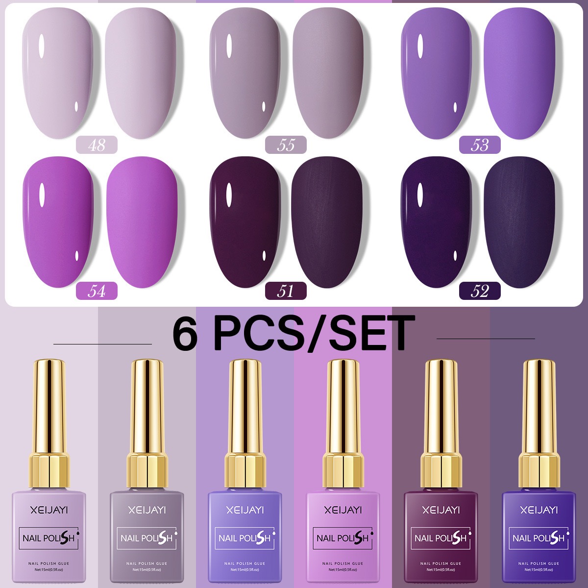 6PCS/SET 15ml Gel Nail Polish  - Resin Art Purple review and price