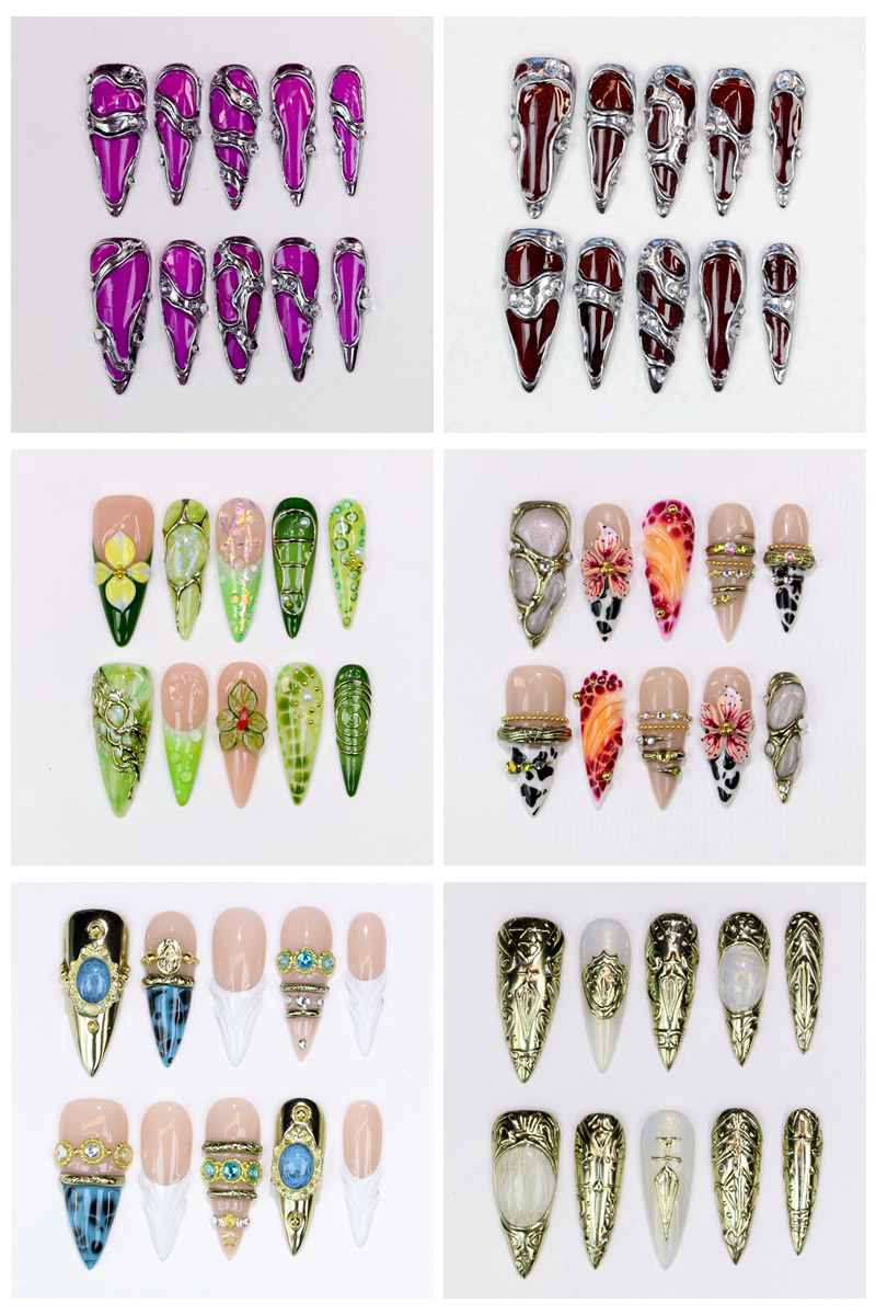 10Pcs Long Stiletto Press-On N - Resin Art Purple review and price