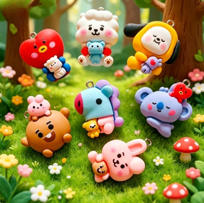 7pcs BT21 Resin Cartoon Charm  - Resin Art Notes review and price