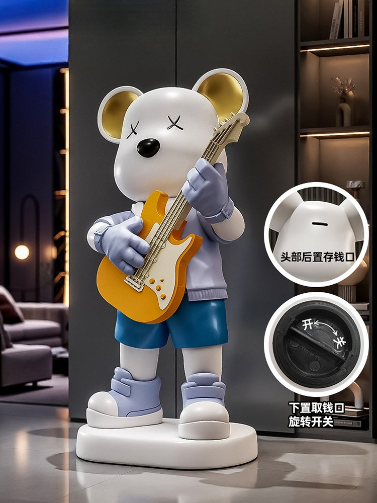 Guitar Love Bear Statue Piggy  - Resin Art Floor review and price