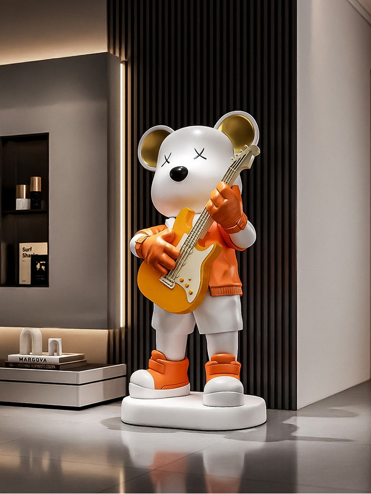 Guitar Love Bear Statue Piggy  - Resin Art Floor review and price